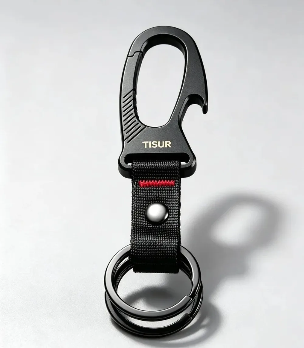Edc Carry Clip - Mousqueton porte-clés multifonction en titane, ouvre-bouteille